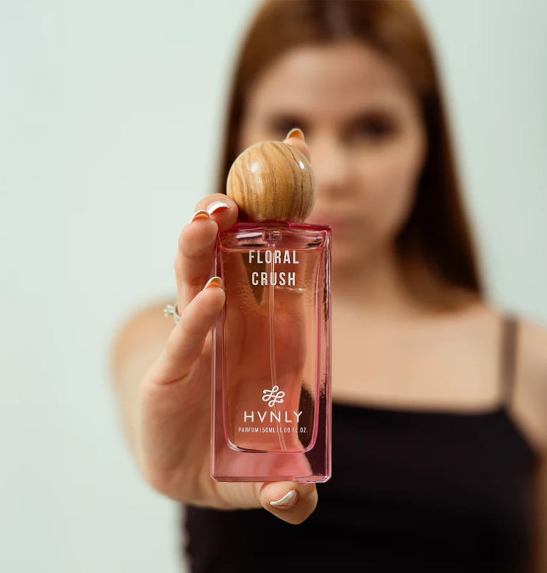Close up shot of the perfume bottle showing its sleek, state of the art design and aesthetics.